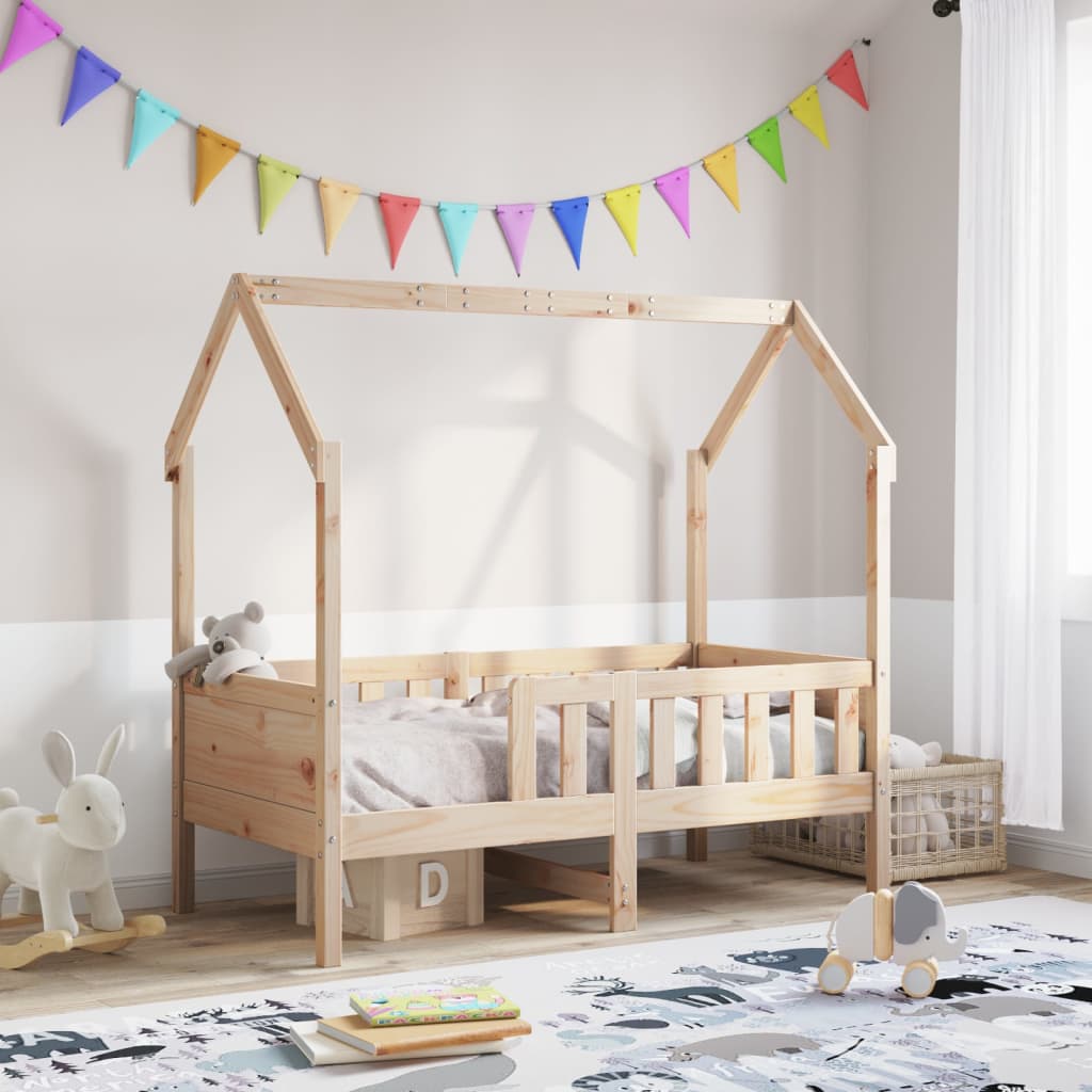 Kids' House Bed Frame 70x140 cm Solid Wood Pine