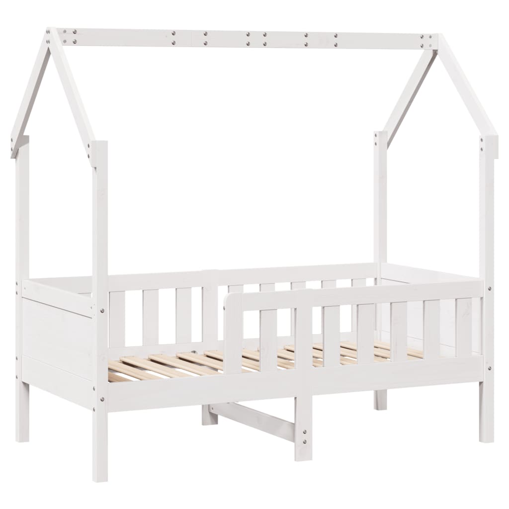 Kids' House Bed Frame White 70x140 cm Solid Wood Pine