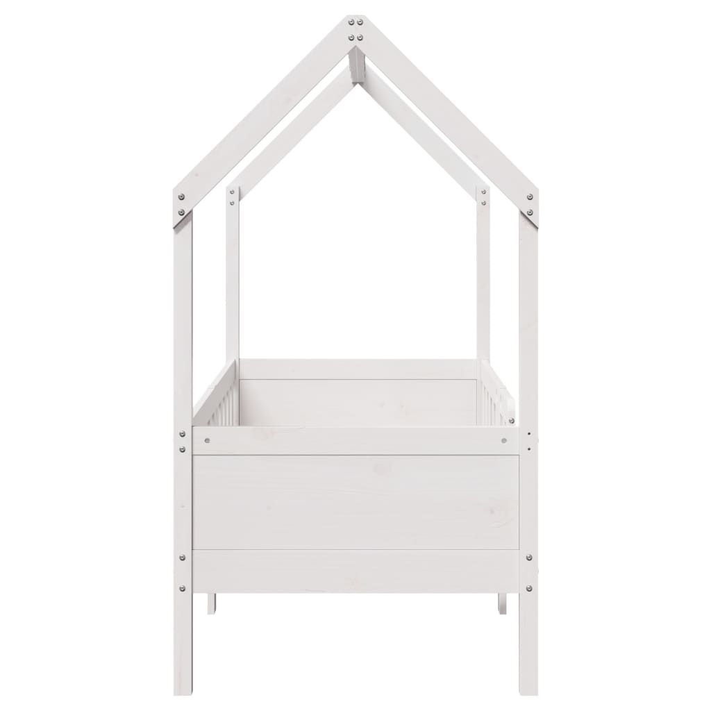 Kids' House Bed Frame White 70x140 cm Solid Wood Pine
