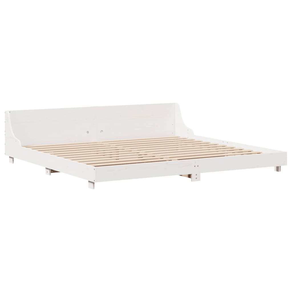 Bed Frame without Mattress White 180x200 cm Super King Solid Wood Pine