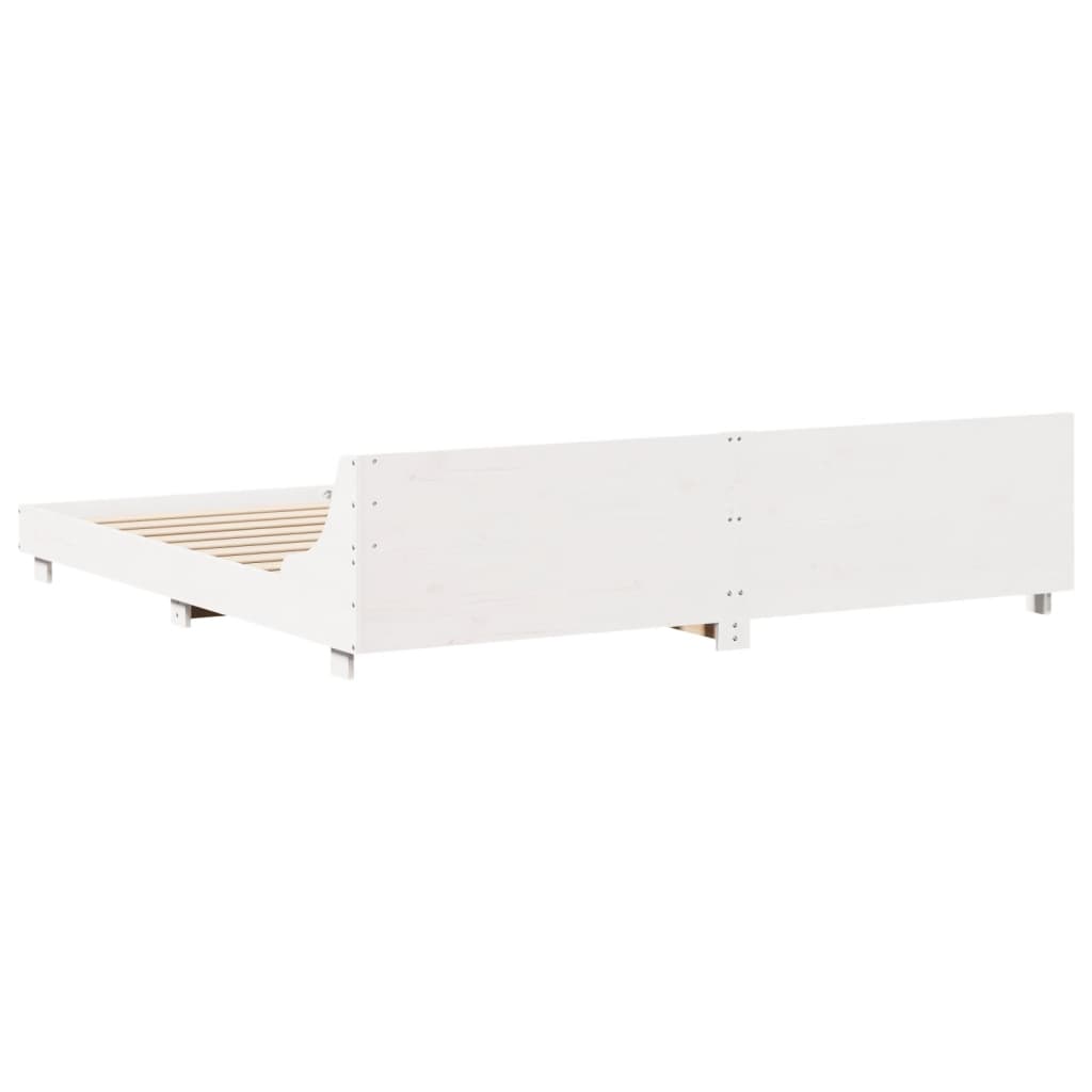 Bed Frame without Mattress White 180x200 cm Super King Solid Wood Pine