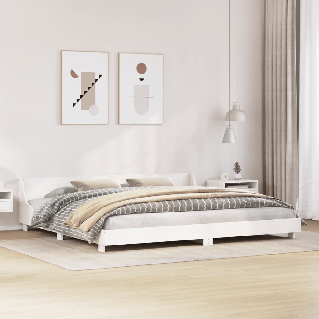 Bed Frame without Mattress White 180x200 cm Super King Solid Wood Pine