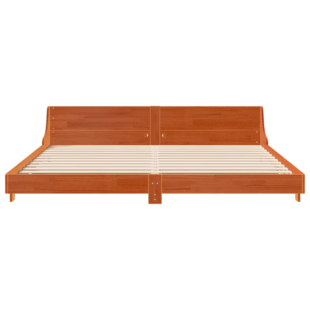 Bed Frame without Mattress Wax Brown 180x200 cm Super King Solid Wood Pine