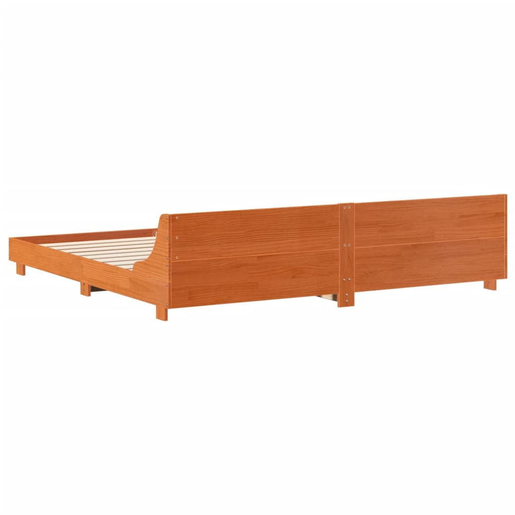 Bed Frame without Mattress Wax Brown 180x200 cm Super King Solid Wood Pine