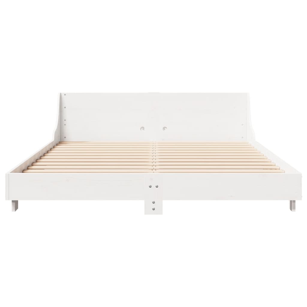 Bed Frame without Mattress White 150x200 cm King Size Solid Wood Pine