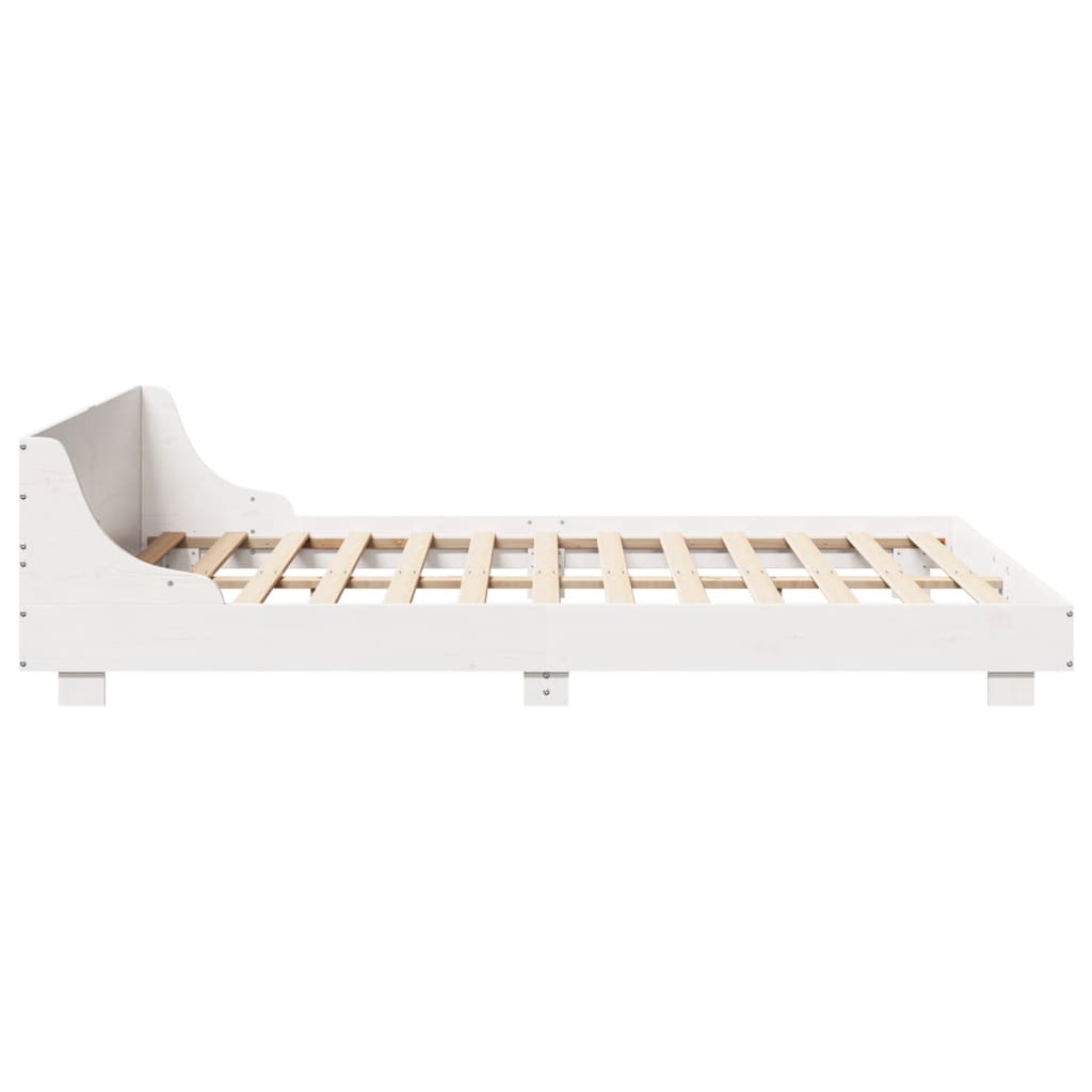 Bed Frame without Mattress White 150x200 cm King Size Solid Wood Pine