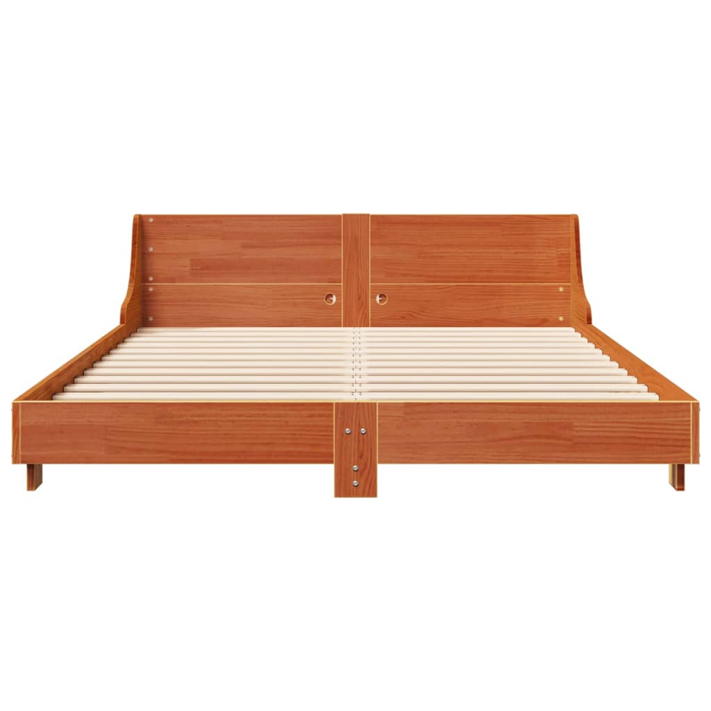 Bed Frame without Mattress Wax Brown 140x200 cm Solid Wood Pine