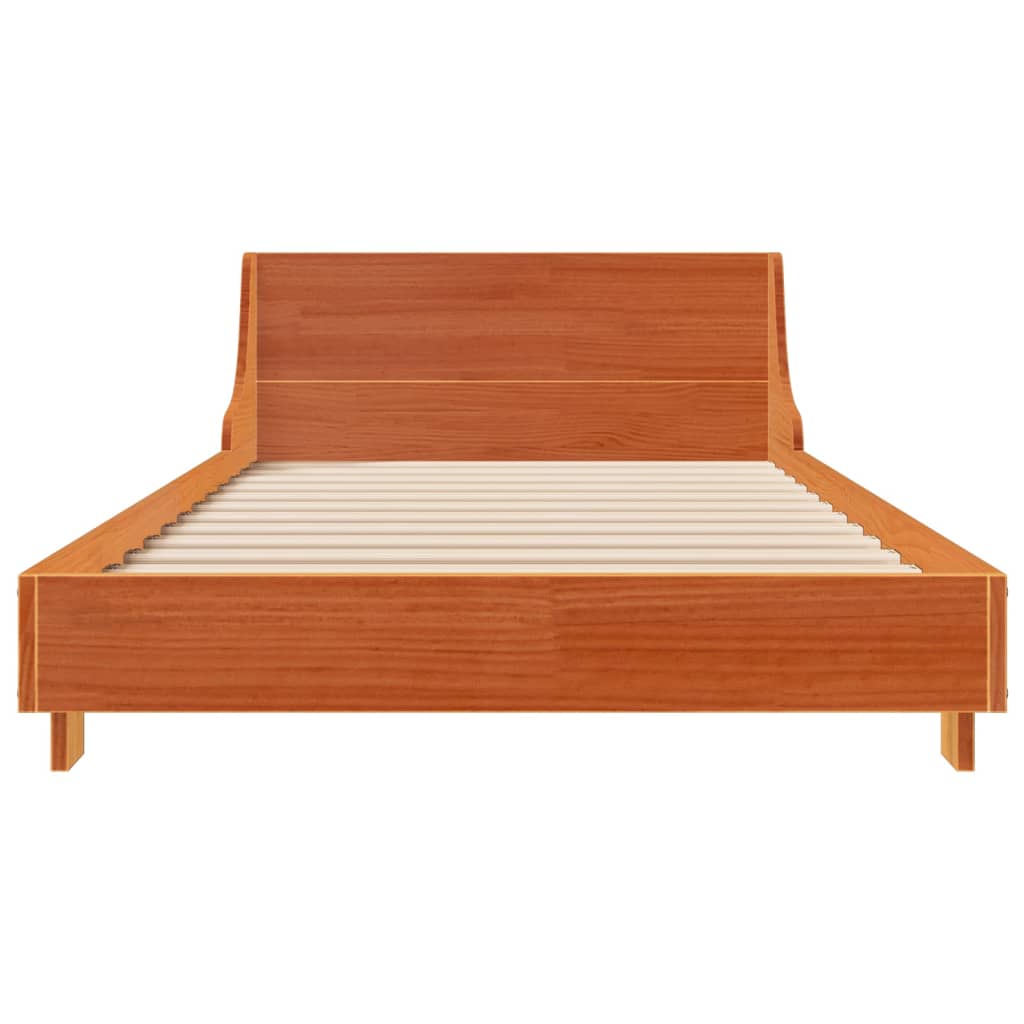 Bed Frame without Mattress Wax Brown 90x200 cm Solid Wood Pine