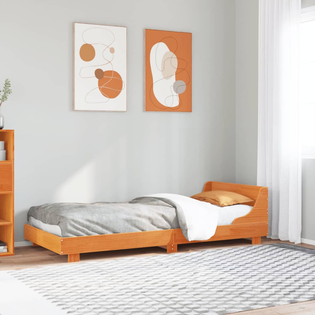 Bed Frame without Mattress Wax Brown 90x200 cm Solid Wood Pine
