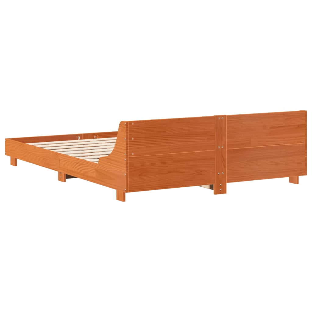 Bed Frame without Mattress Wax Brown 120x190 cm Small Double Solid Wood Pine