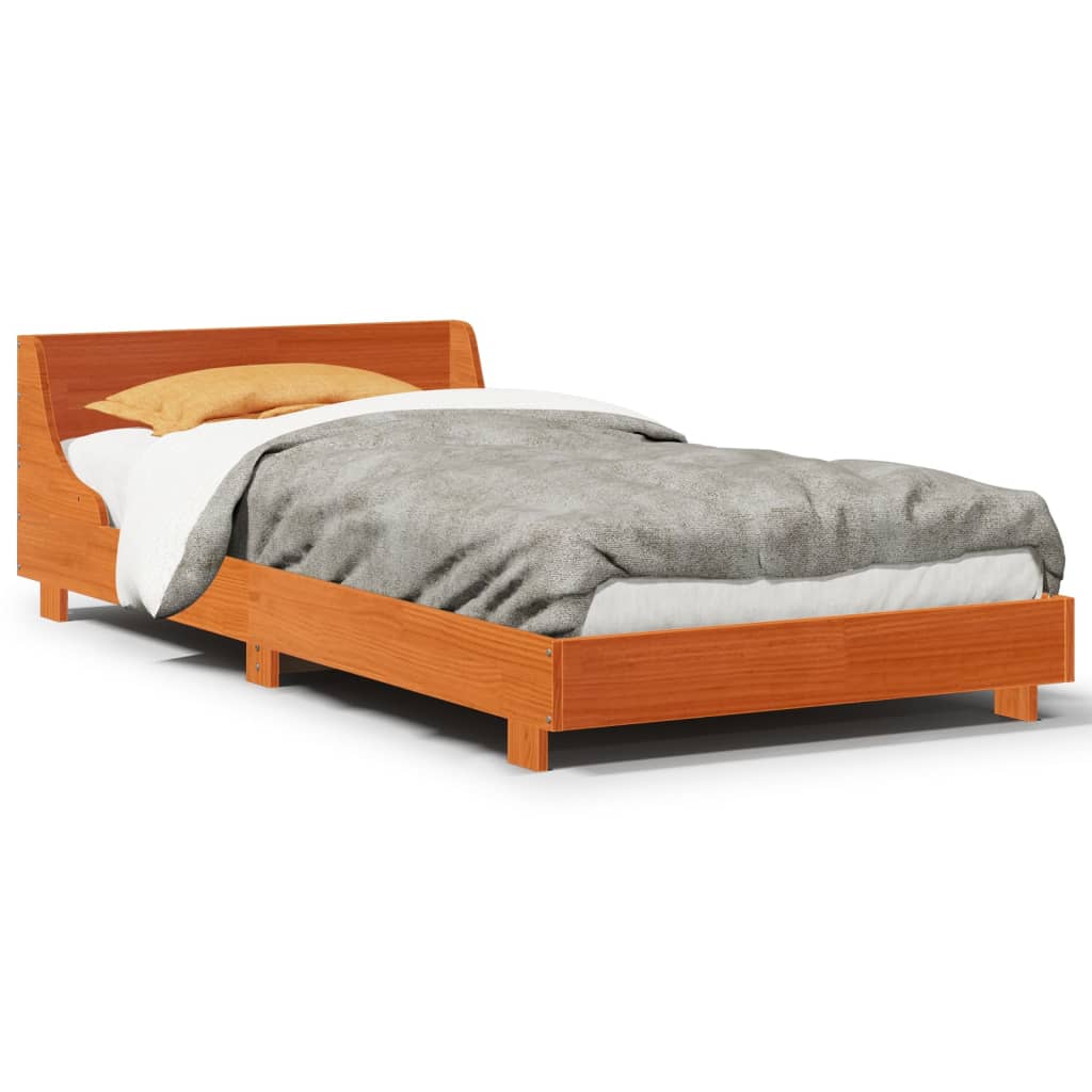 Bed Frame without Mattress Wax Brown 90x190 cm Single Solid Wood Pine