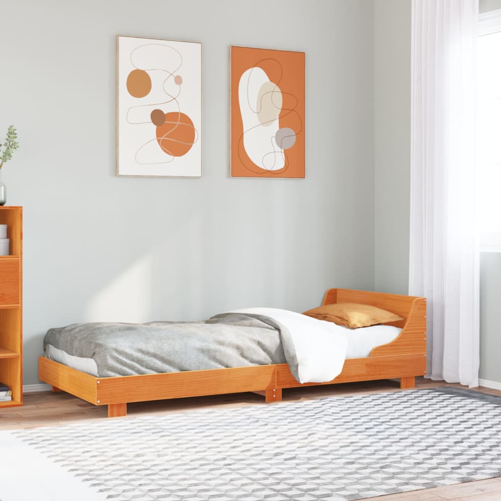 Bed Frame without Mattress Wax Brown 90x190 cm Single Solid Wood Pine