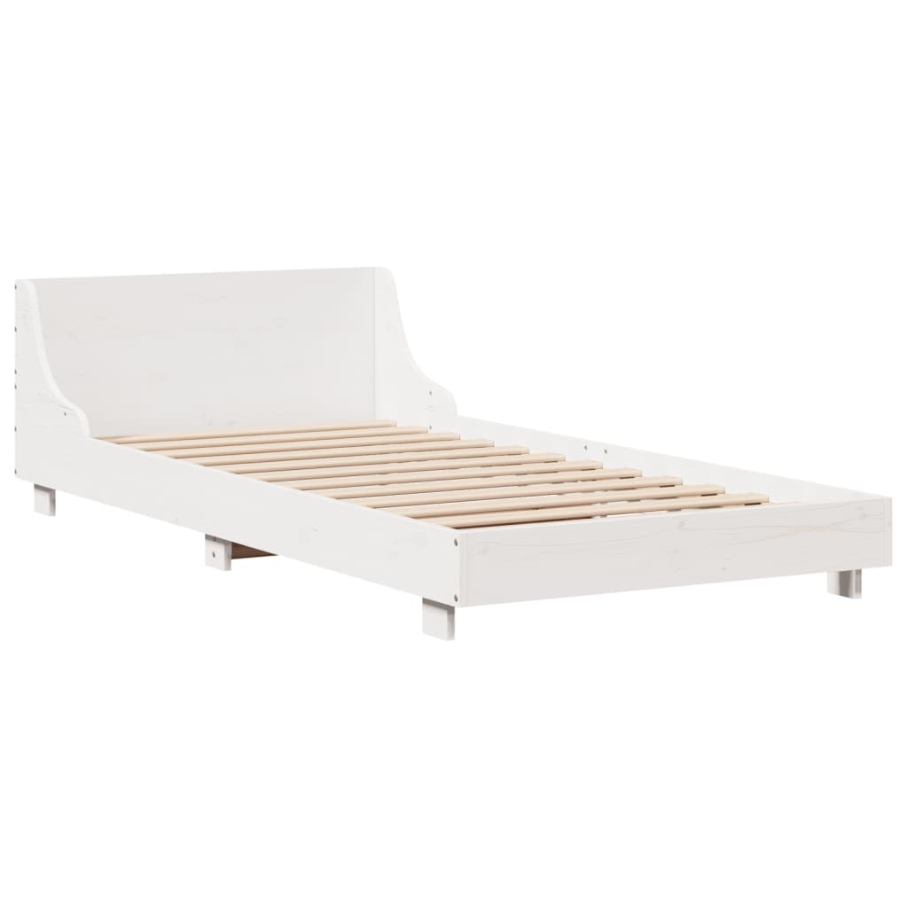 Bed Frame without Mattress White 75x190 cm Small Single Solid Wood Pine