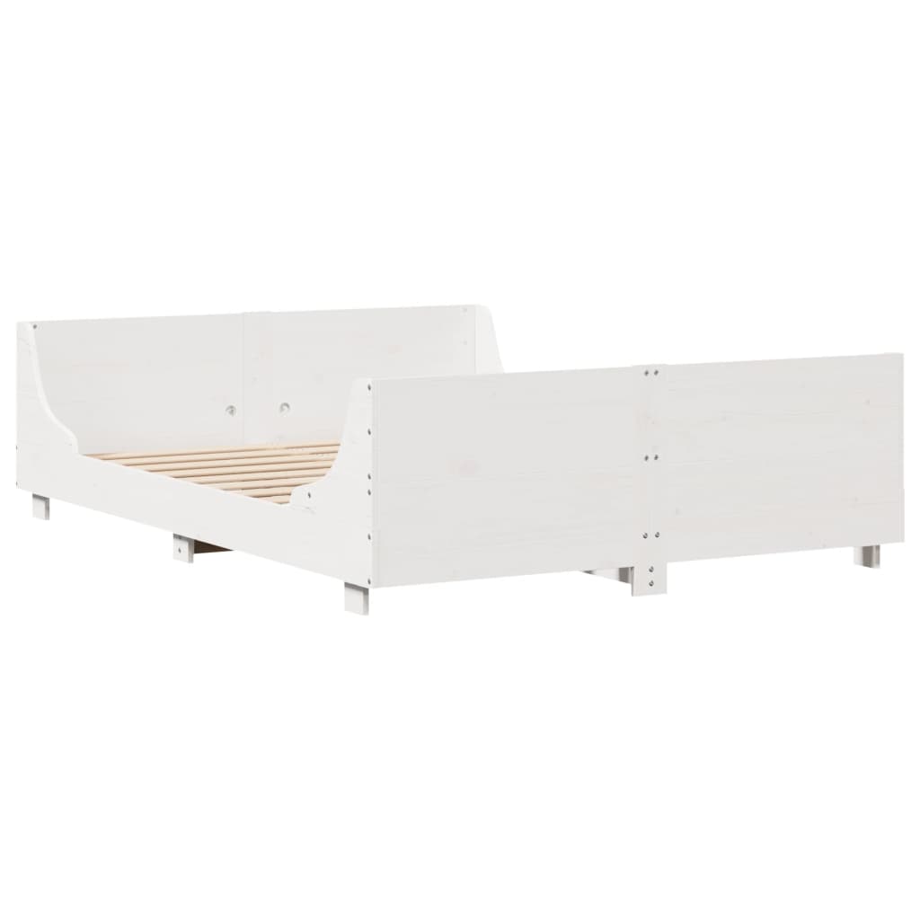 Bed Frame without Mattress White 120x200 cm Solid Wood Pine