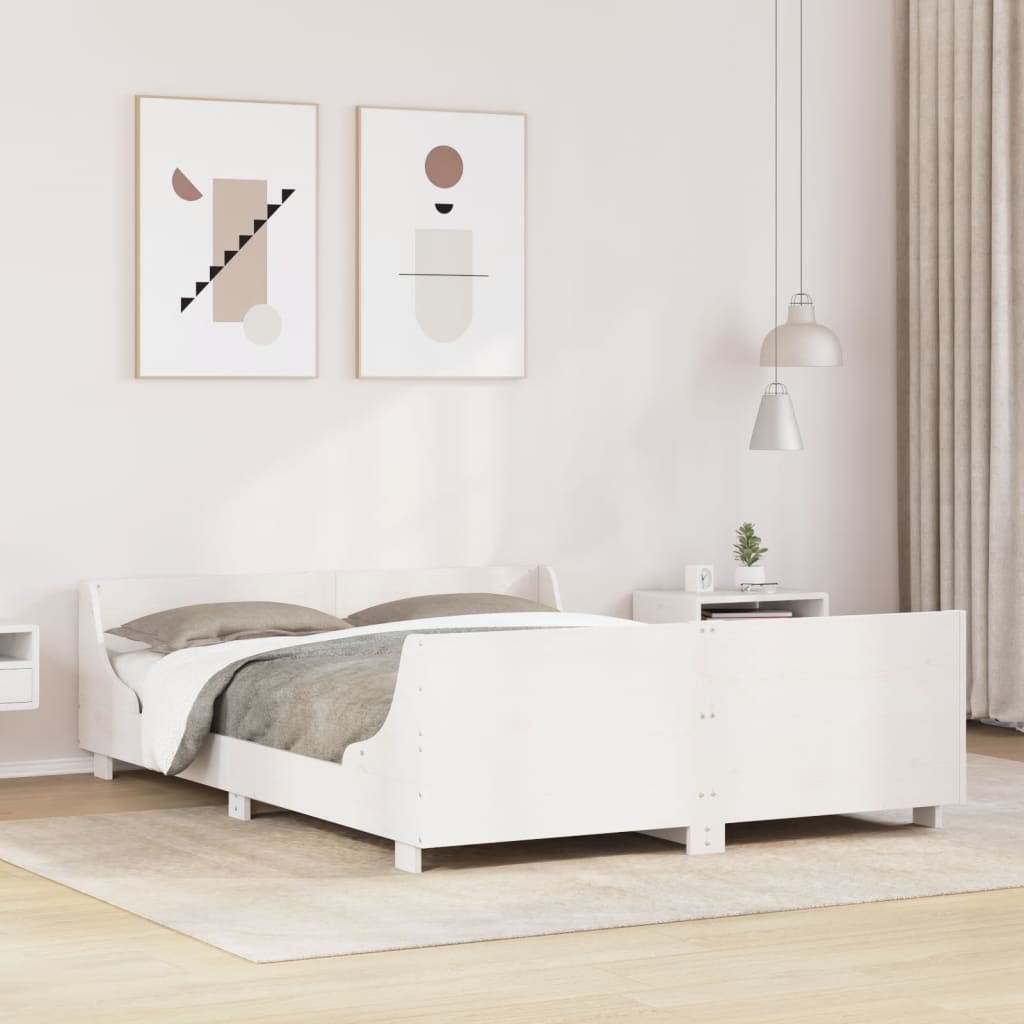 Bed Frame without Mattress White 120x200 cm Solid Wood Pine