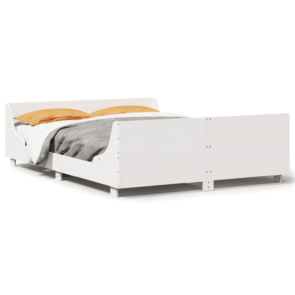 Bed Frame without Mattress White 120x190 cm Small Double Solid Wood Pine