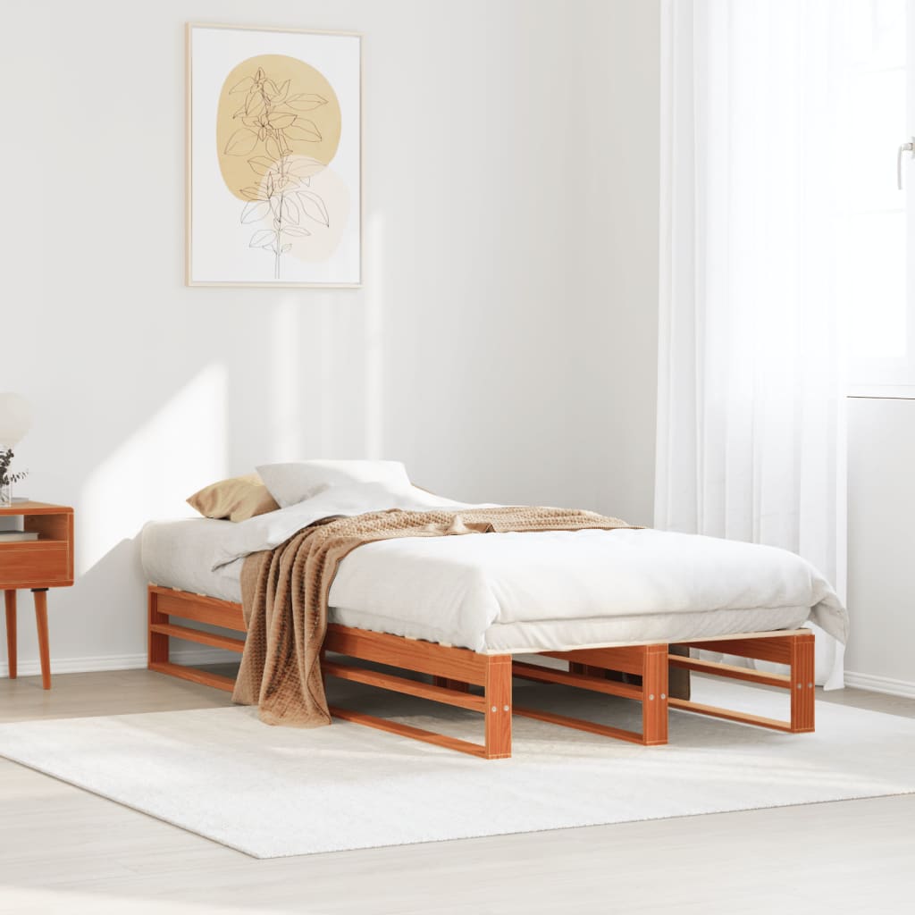 Bed Frame without Mattress Wax Brown 90x190 cm Single Solid Wood Pine