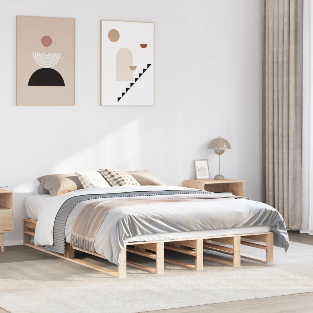 Bed Frame without Mattress 135x190 cm Double Solid Wood Pine