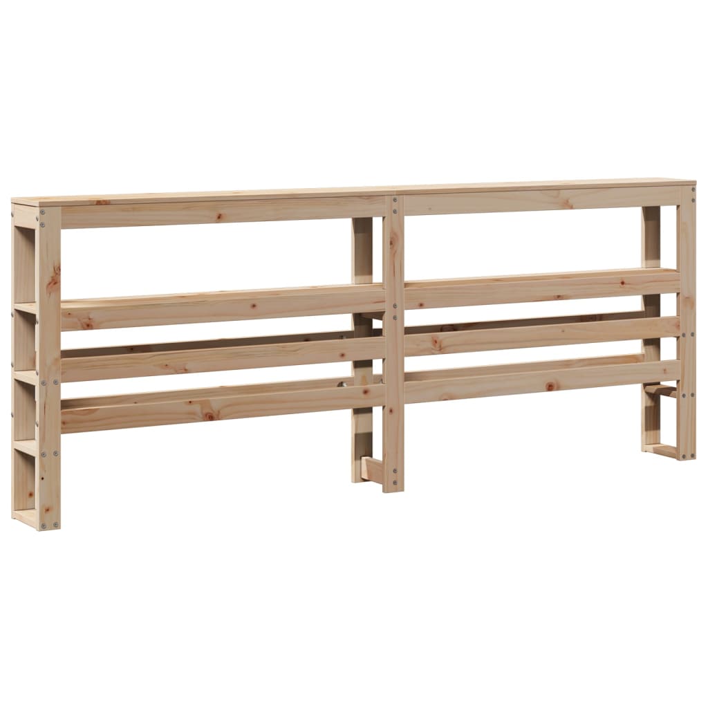 Headboard with Shelves 200 cm Solid Wood Pine