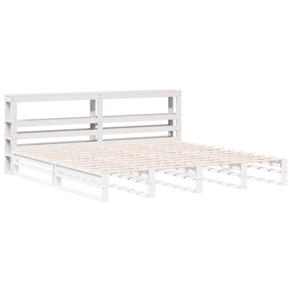 Headboard with Shelves White 180 cm Solid Wood Pine