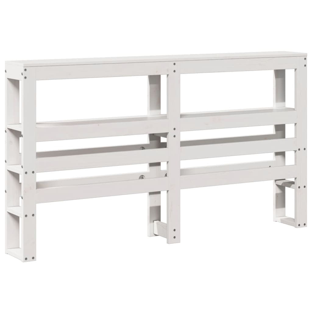Headboard with Shelves White 150 cm Solid Wood Pine