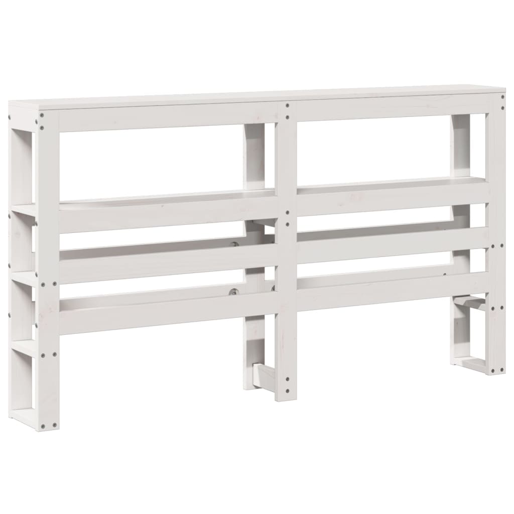 Headboard with Shelves White 140 cm Solid Wood Pine