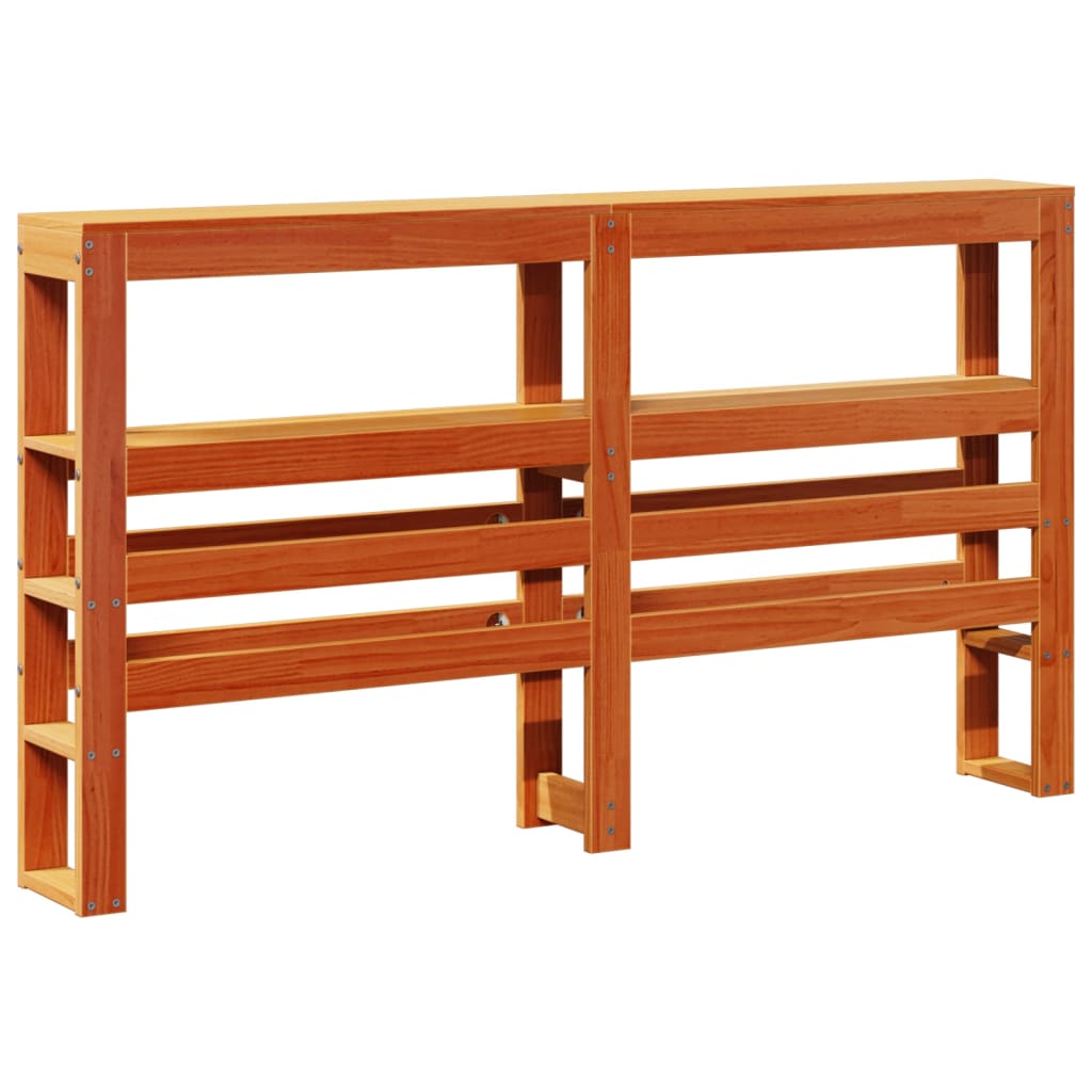 Headboard with Shelves Wax Brown 140 cm Solid Wood Pine