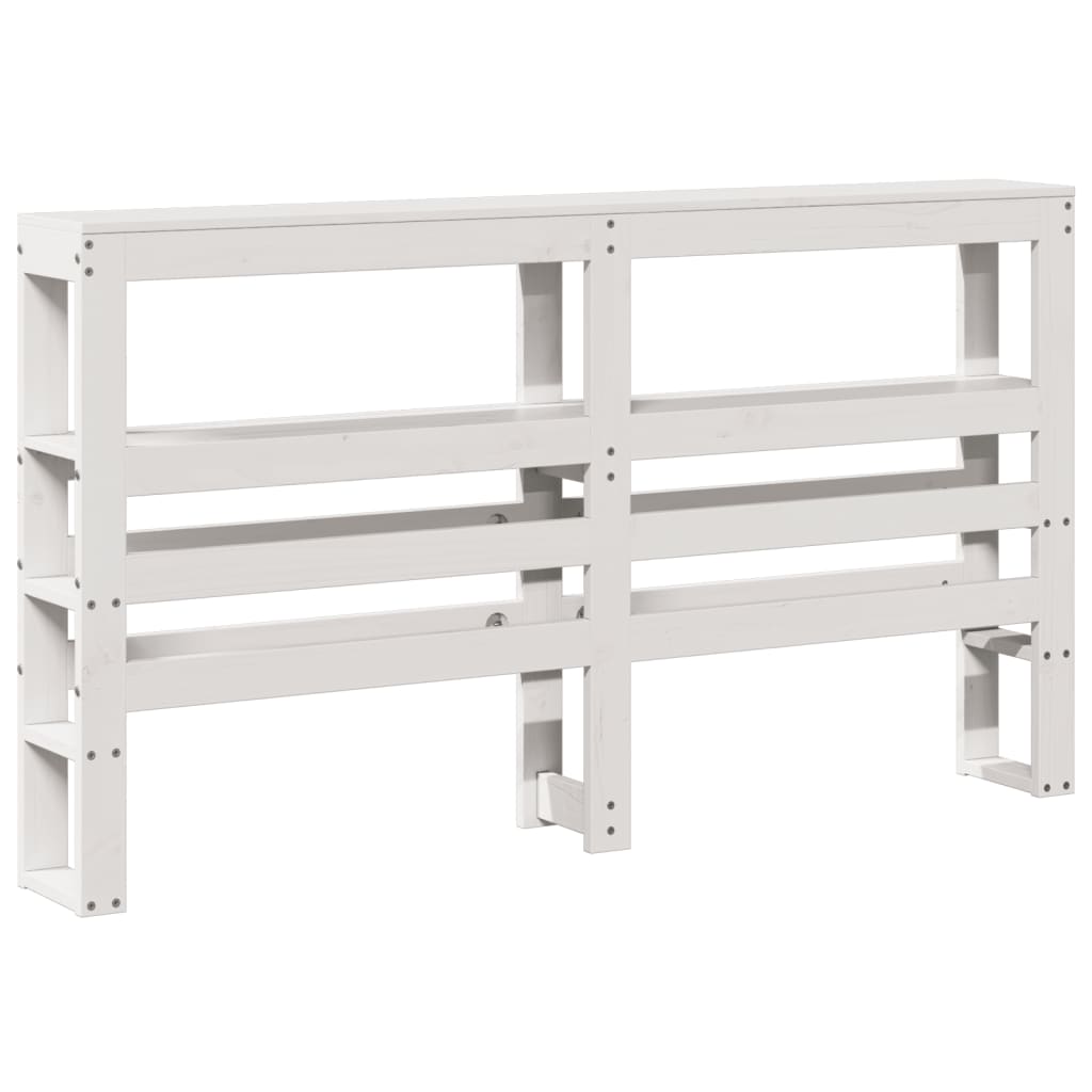Headboard with Shelves White 135 cm Solid Wood Pine