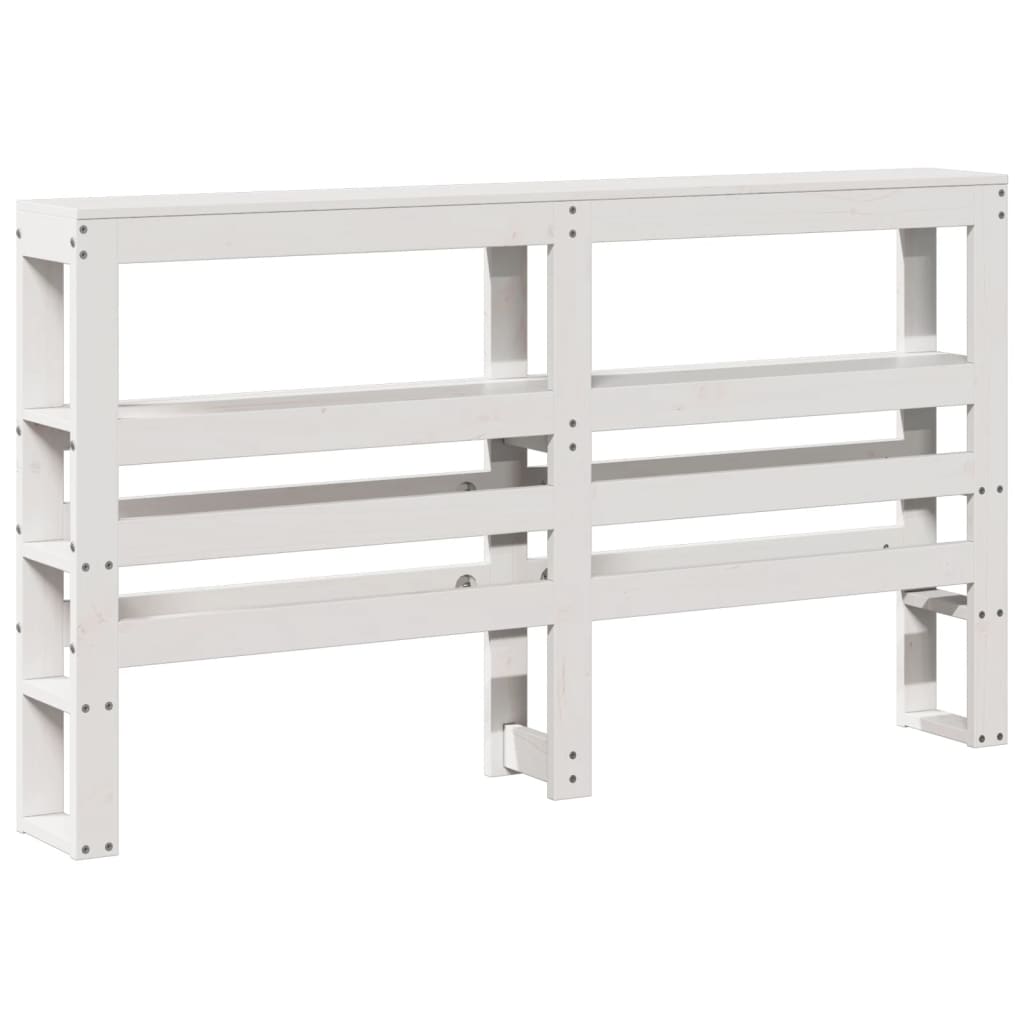 Headboard with Shelves White 120 cm Solid Wood Pine
