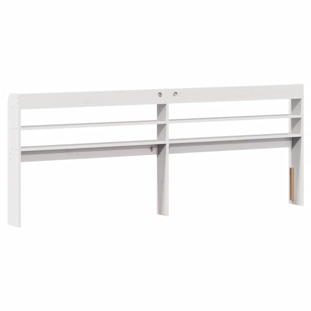 Headboard with Shelves White 200 cm Solid Wood Pine