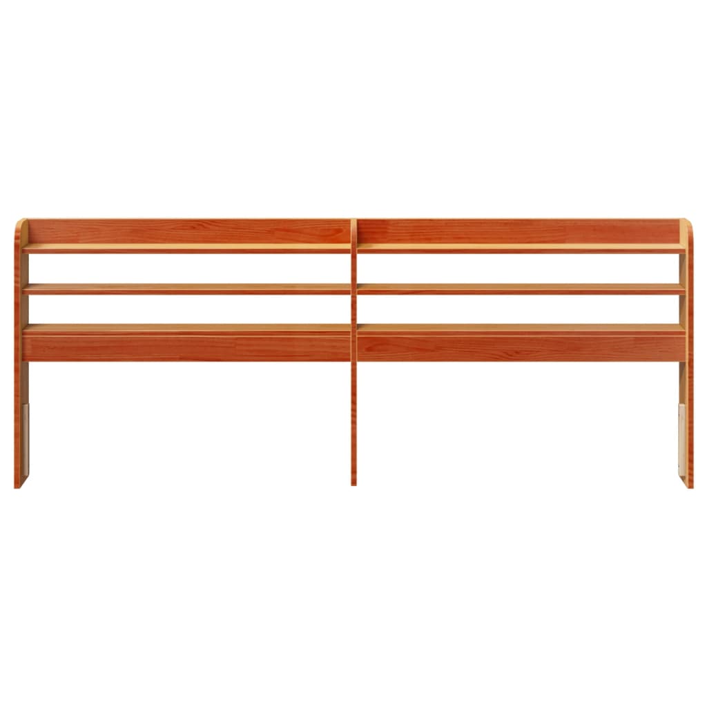 Headboard with Shelves Wax Brown 200 cm Solid Wood Pine