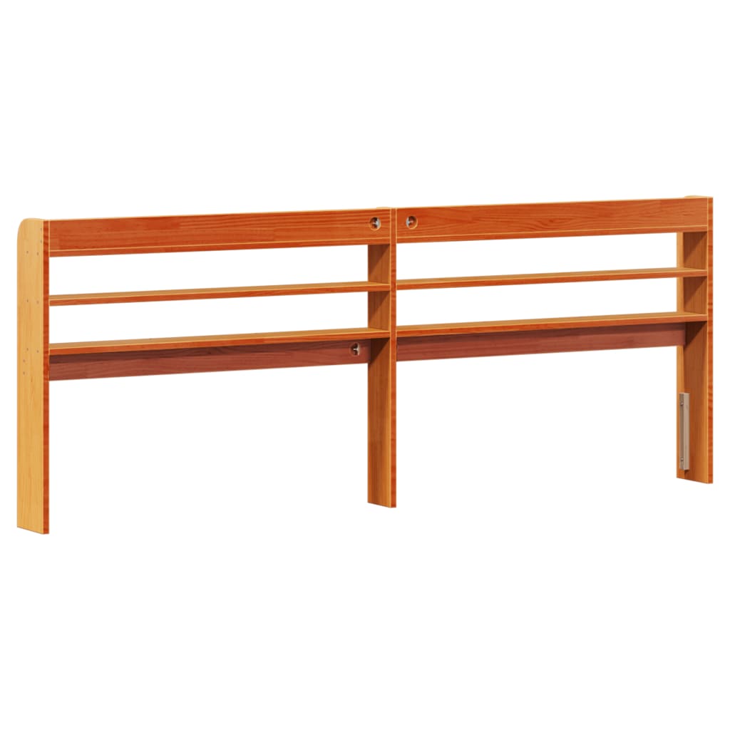 Headboard with Shelves Wax Brown 180 cm Solid Wood Pine
