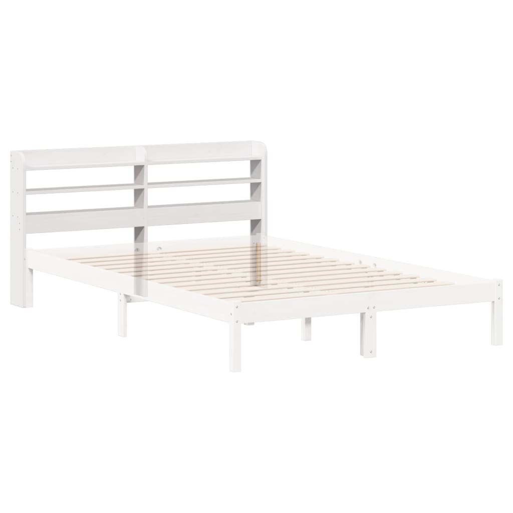 Headboard with Shelves White 150 cm Solid Wood Pine