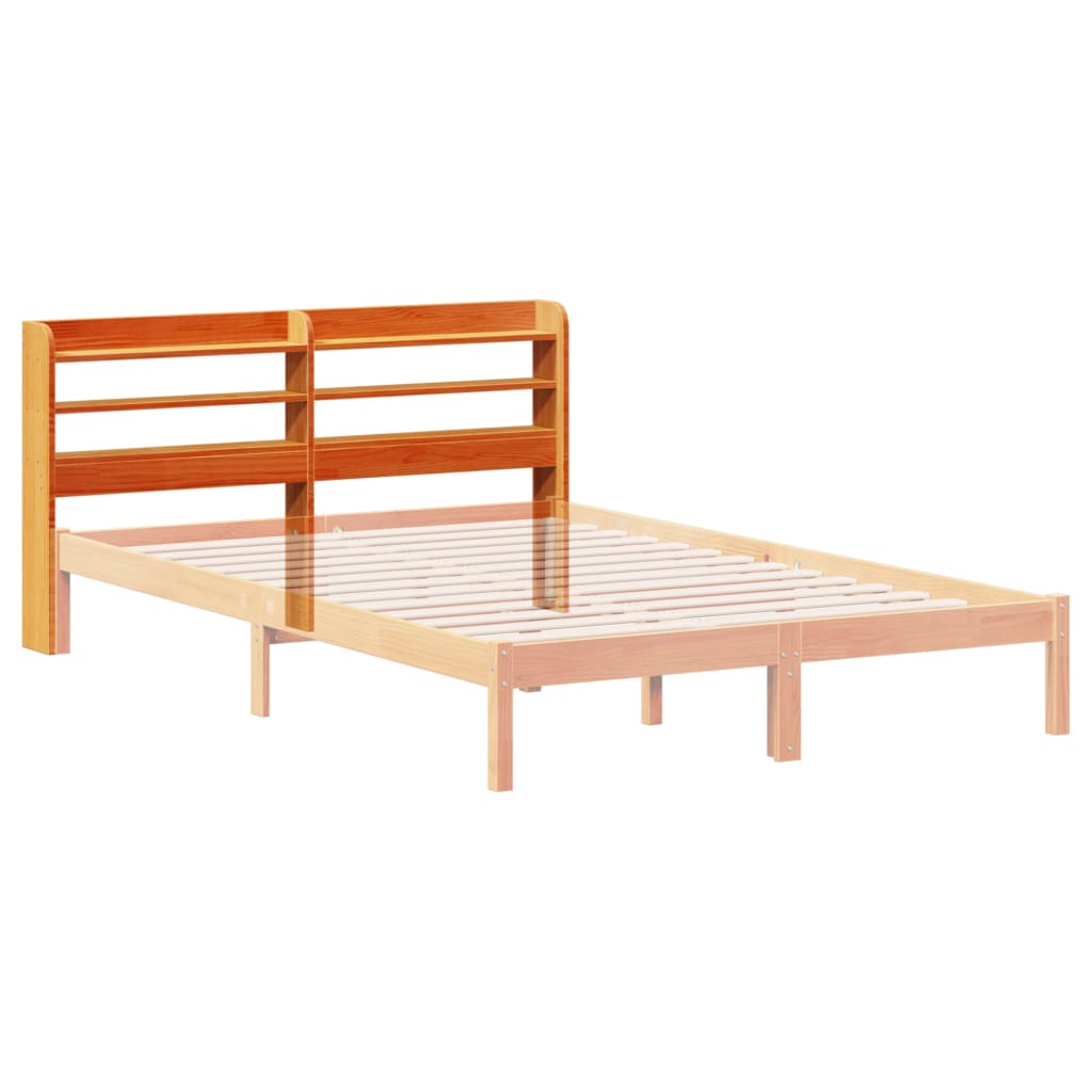 Headboard with Shelves Wax Brown 135 cm Solid Wood Pine