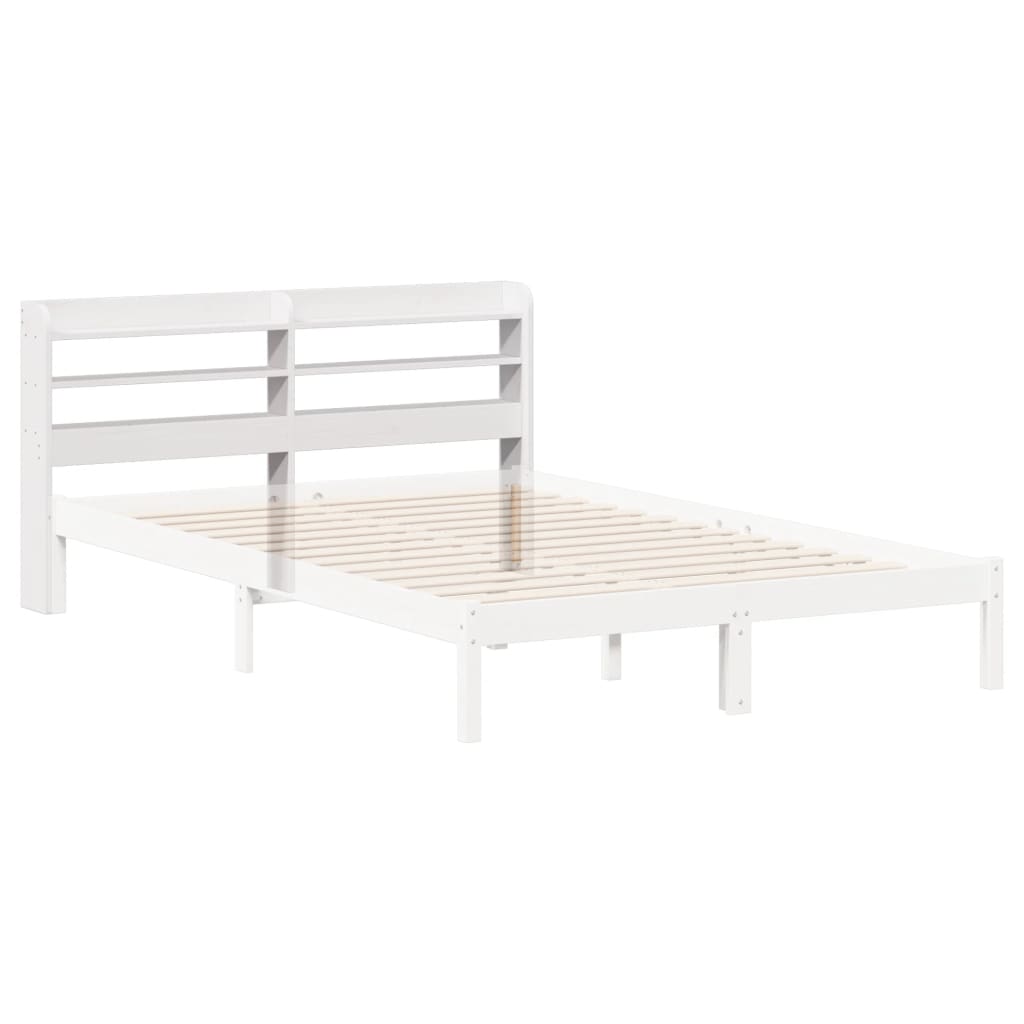 Headboard with Shelves White 120 cm Solid Wood Pine