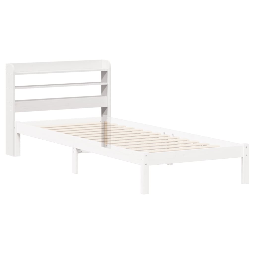 Headboard with Shelves White 90 cm Solid Wood Pine