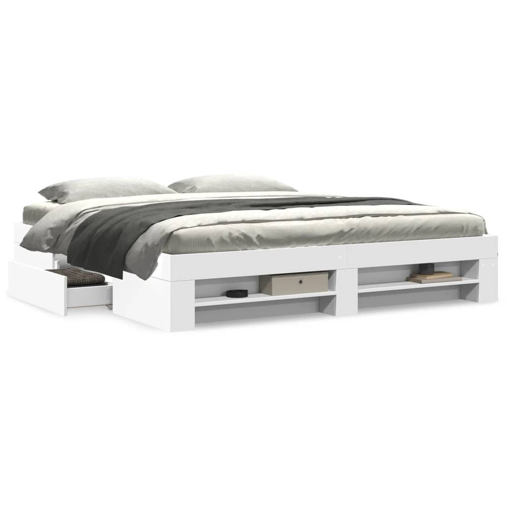 Bed Frame without Mattress White 200x200 cm Engineered Wood