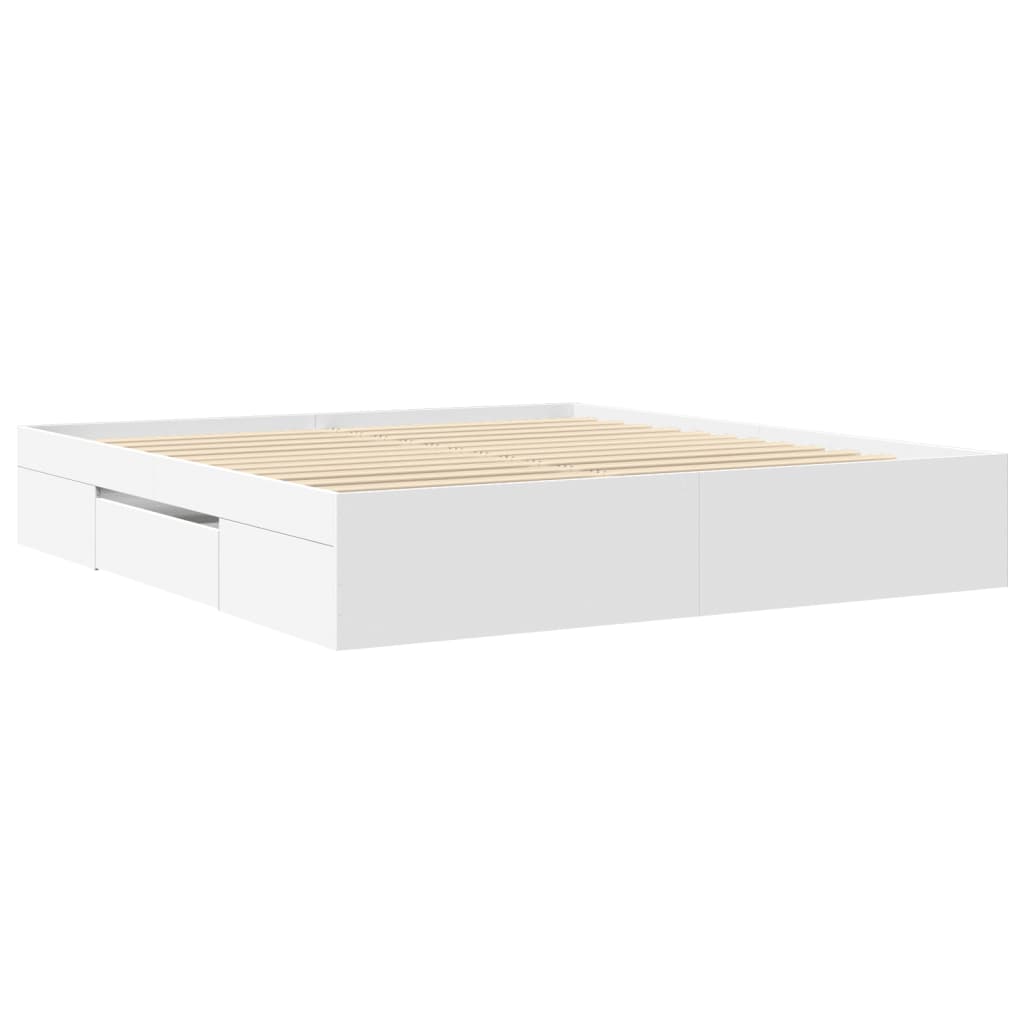 Bed Frame without Mattress White 200x200 cm Engineered Wood