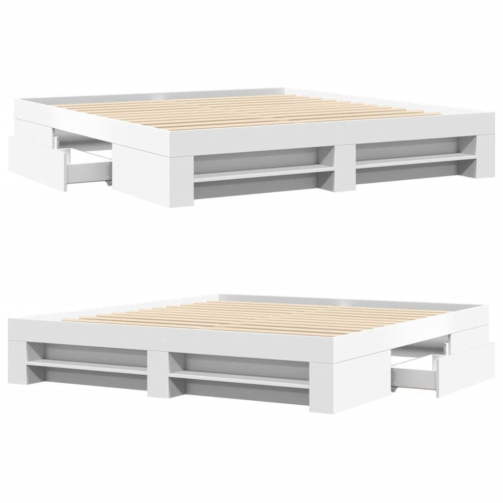 Bed Frame without Mattress White 200x200 cm Engineered Wood