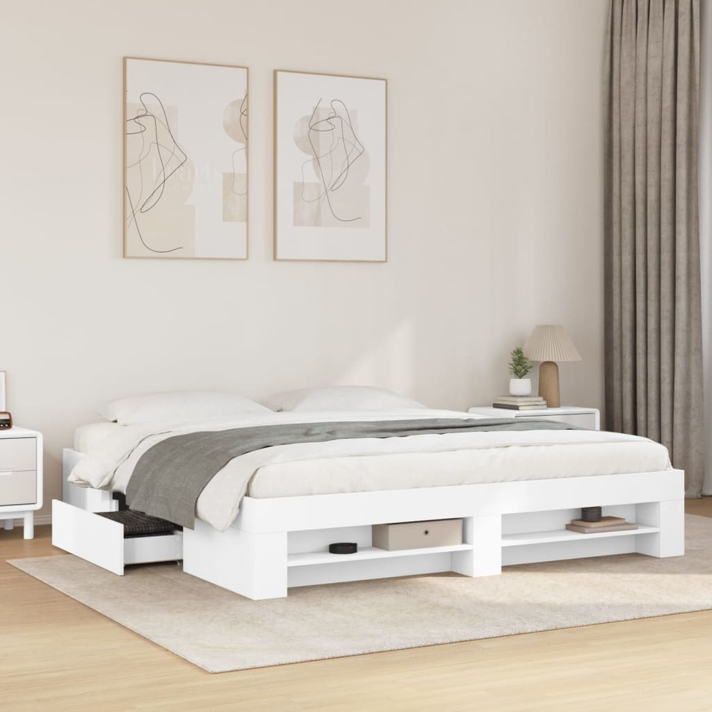 Bed Frame without Mattress White 200x200 cm Engineered Wood