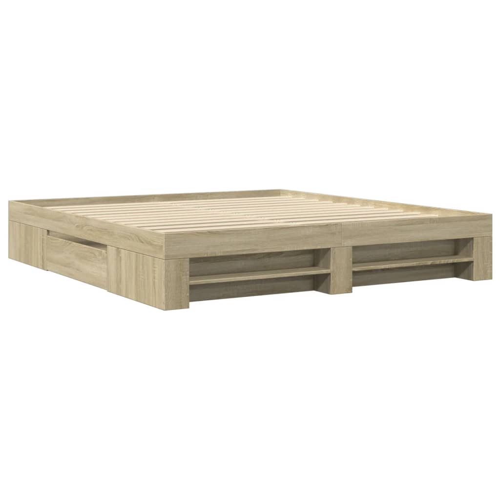 Bed Frame without Mattress Sonoma Oak 200x200 cm Engineered Wood