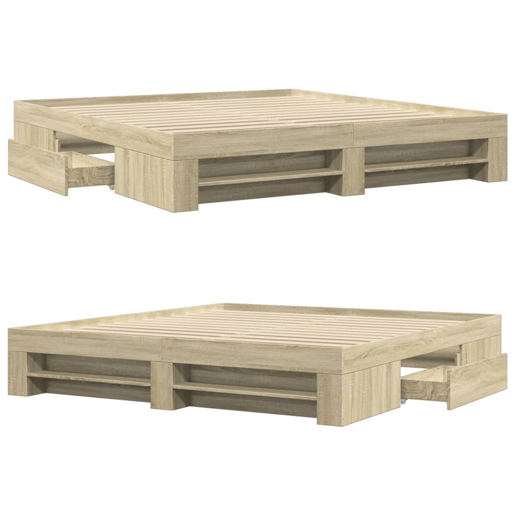Bed Frame without Mattress Sonoma Oak 200x200 cm Engineered Wood