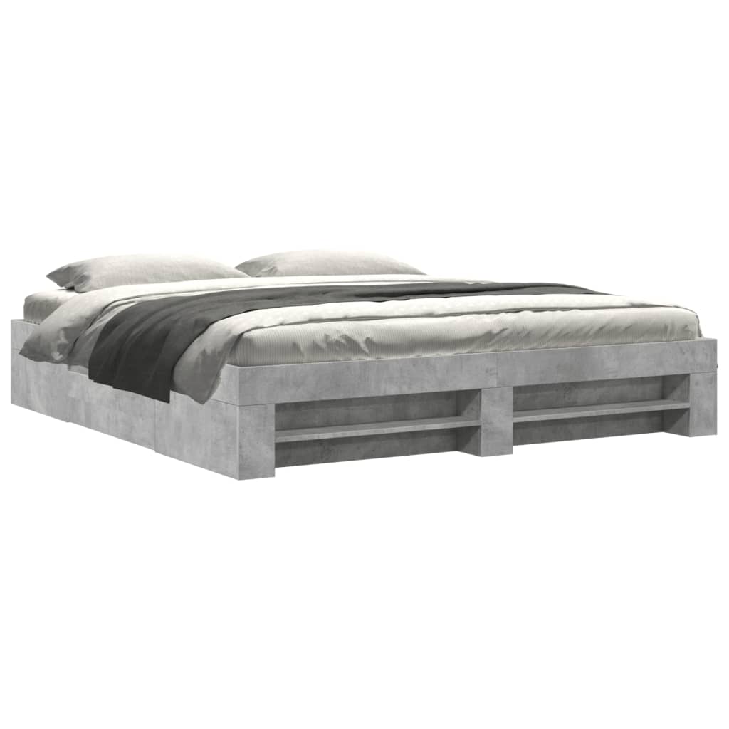 Bed Frame without Mattress Concrete Grey 200x200cm Engineered Wood