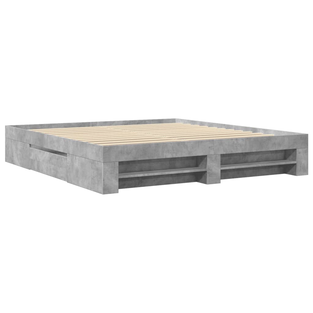 Bed Frame without Mattress Concrete Grey 200x200cm Engineered Wood