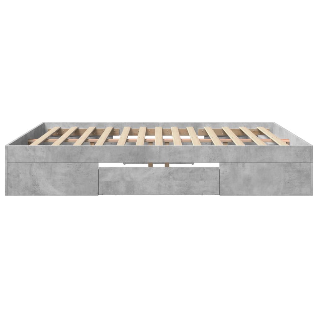 Bed Frame without Mattress Concrete Grey 200x200cm Engineered Wood