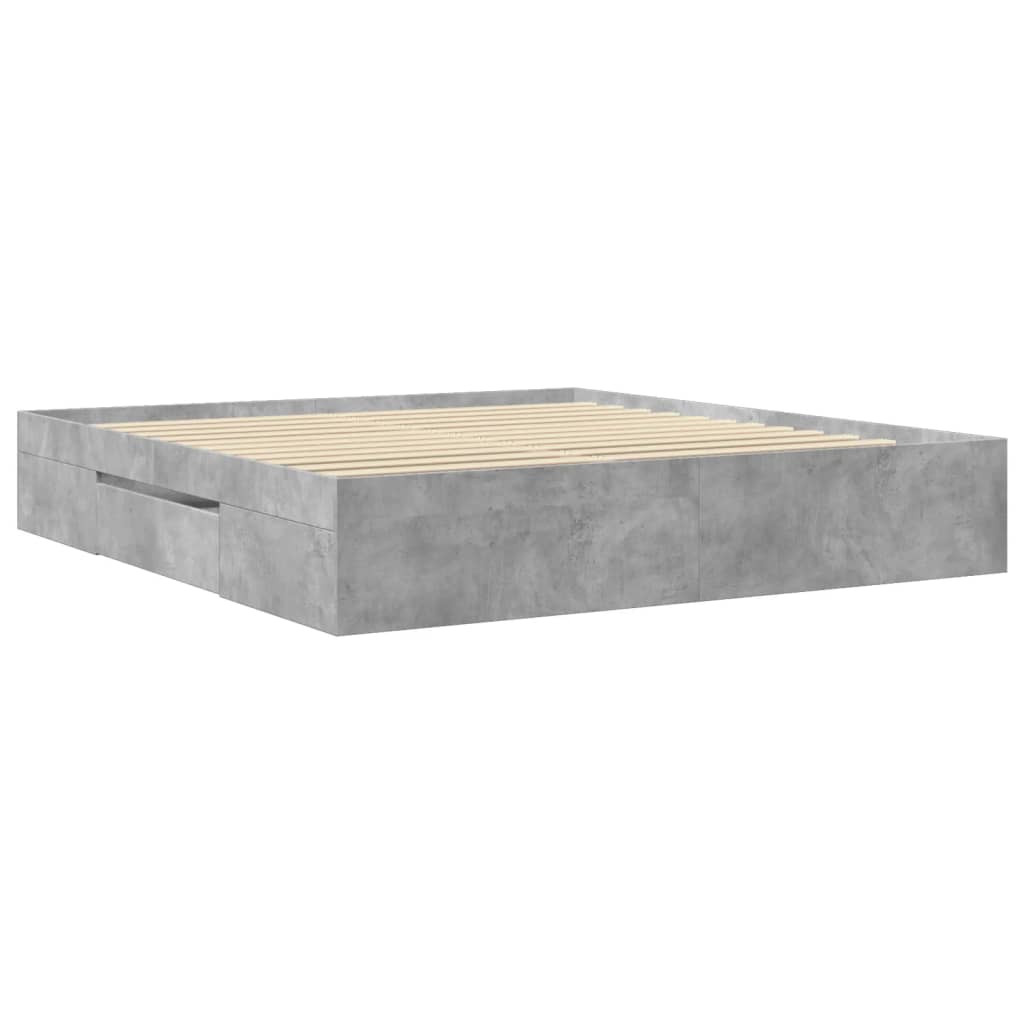 Bed Frame without Mattress Concrete Grey 200x200cm Engineered Wood