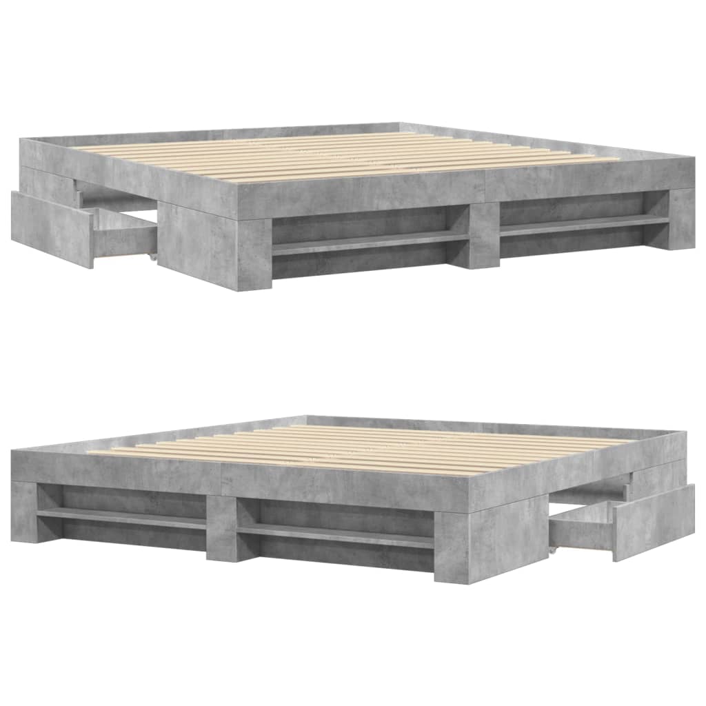 Bed Frame without Mattress Concrete Grey 200x200cm Engineered Wood