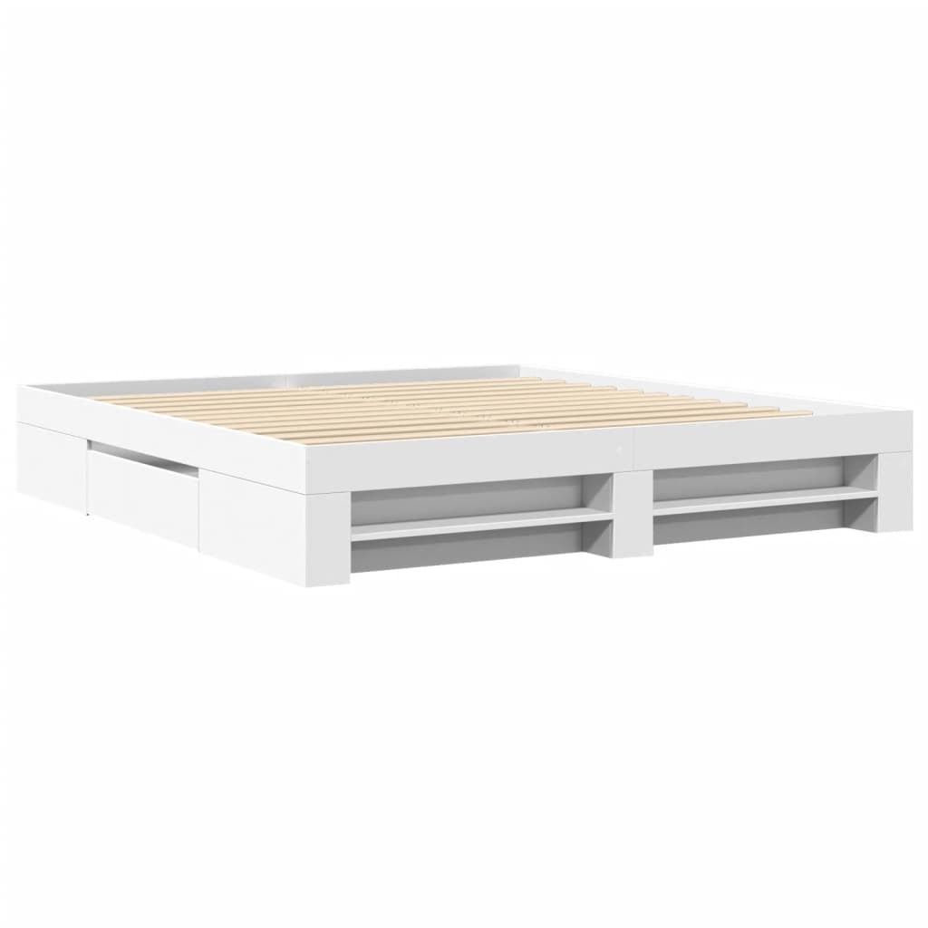 Bed Frame without Mattress White 180x200 cm Super King Engineered Wood