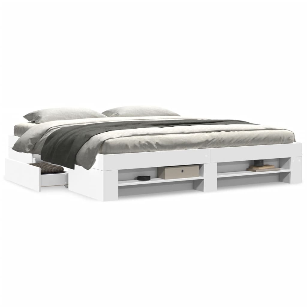 Bed Frame without Mattress White 180x200 cm Super King Engineered Wood