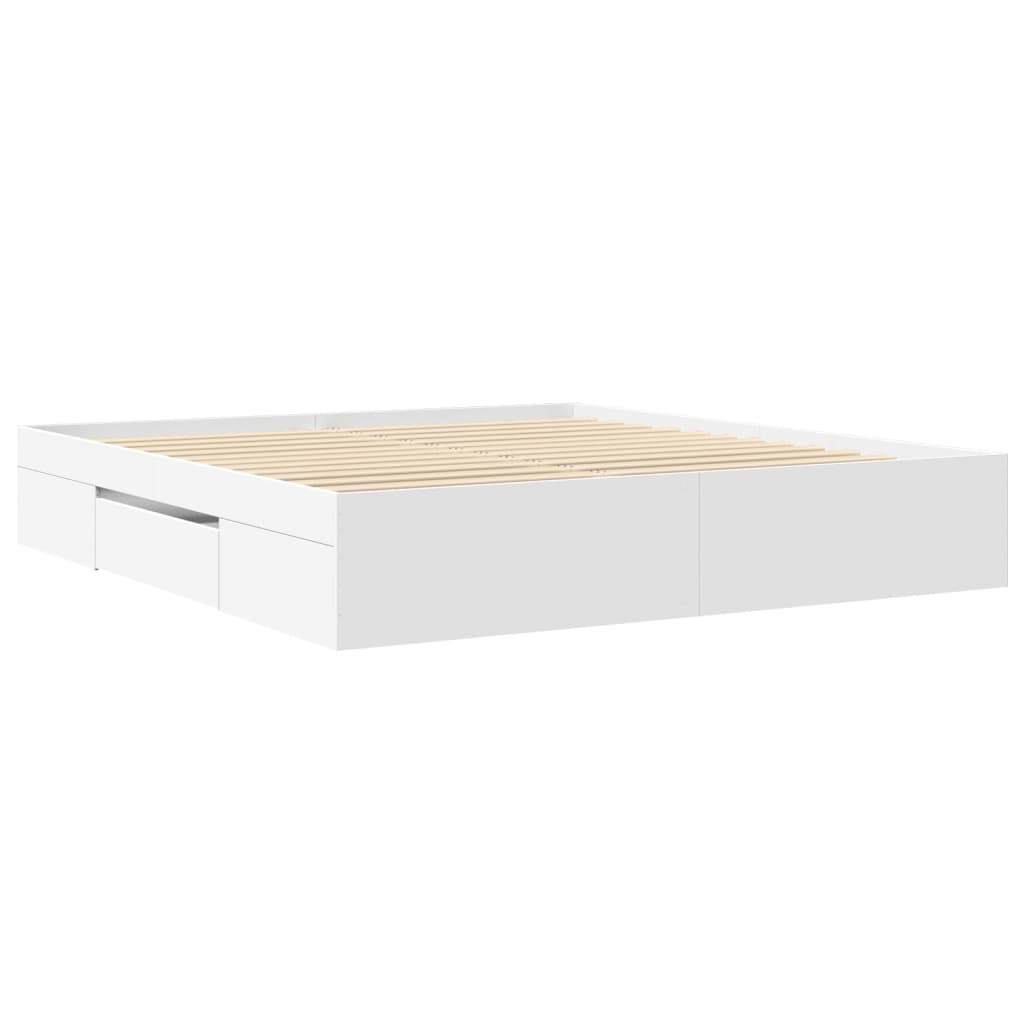 Bed Frame without Mattress White 180x200 cm Super King Engineered Wood
